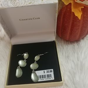 NWT CHARTER CLUB Green Luminescent Long Earrings